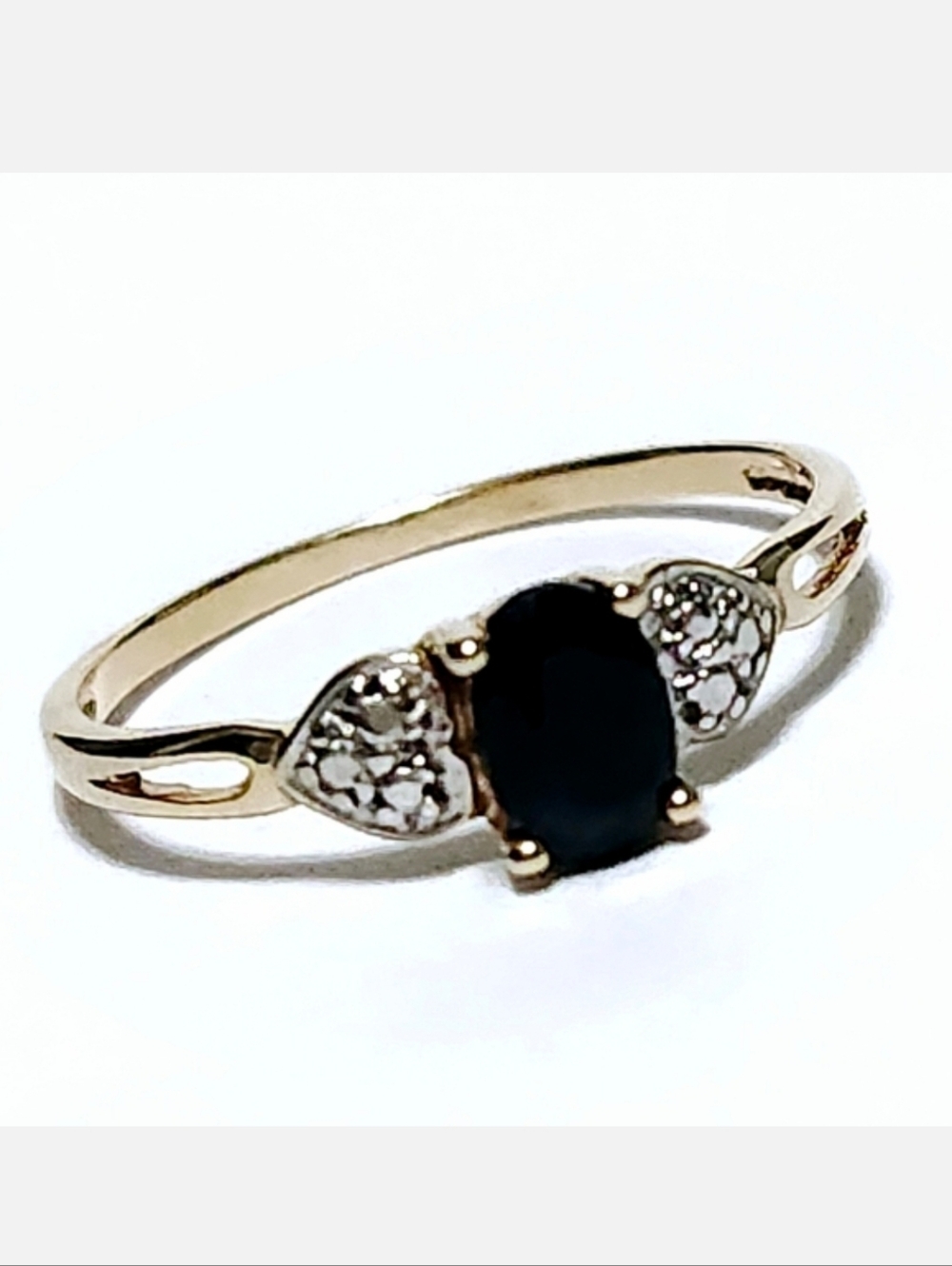 0.50ct Sapphire 10K Gold Oval Solitaire Ring Womens Size 7